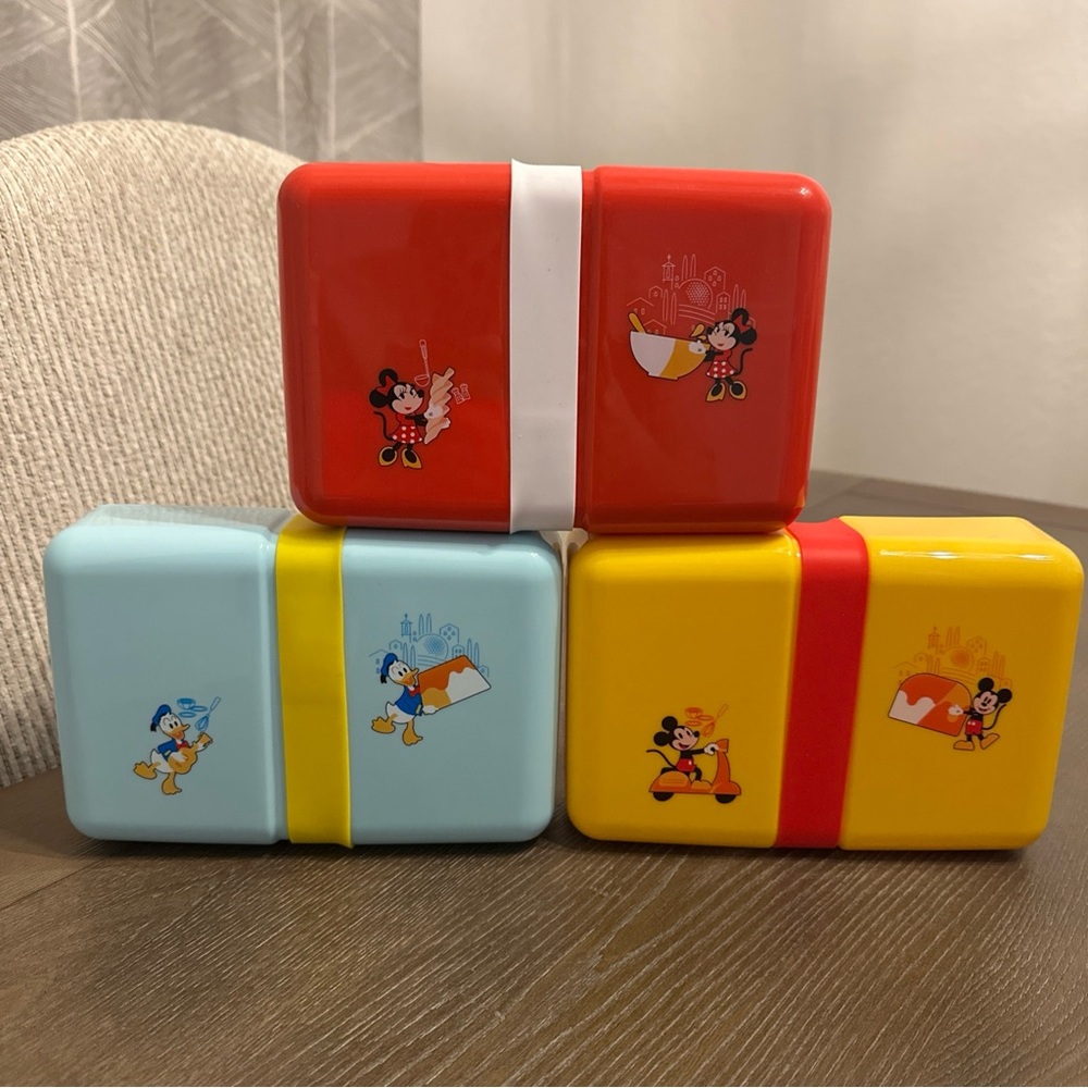 NEW Disney Parks Food & Wine Epcot Bento Box‎ Set Of 3 - Mickey, Minnie, Donald